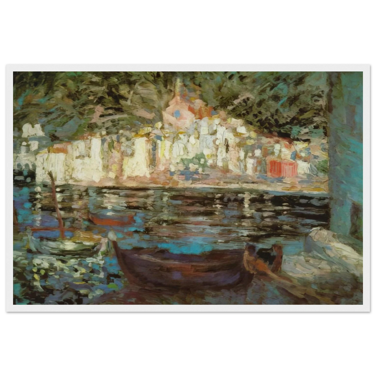 VIEW OF CADAQUES FROM PLAYA POAL Framed Poster | Salvador Dali Framed Prints Wall Art | Salvador Dali Store