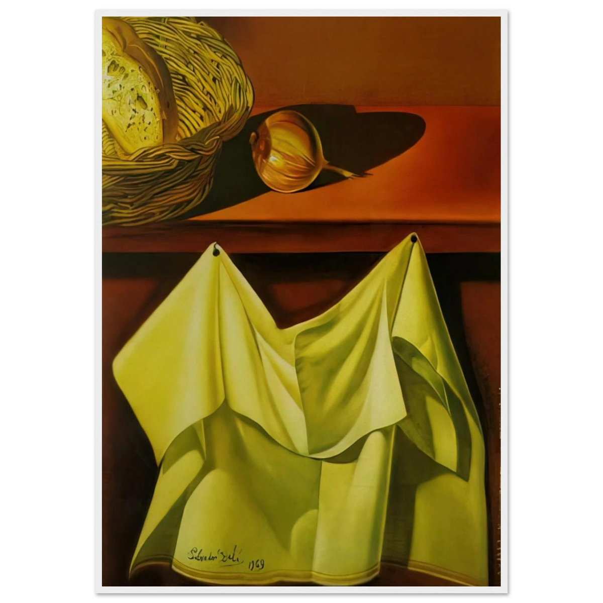 UNTITLED STILL LIFE WITH WHITE CLOTH Framed Poster | Salvador Dali Framed Prints Wall Art | Salvador Dali Store