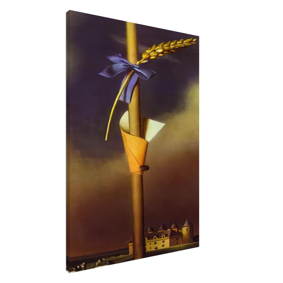BLUE KNOT AND EAR OF WHEAT NEXT TO THE CASTLE Canvas | Salvador Dali Canvas | Salvador Dali Store
