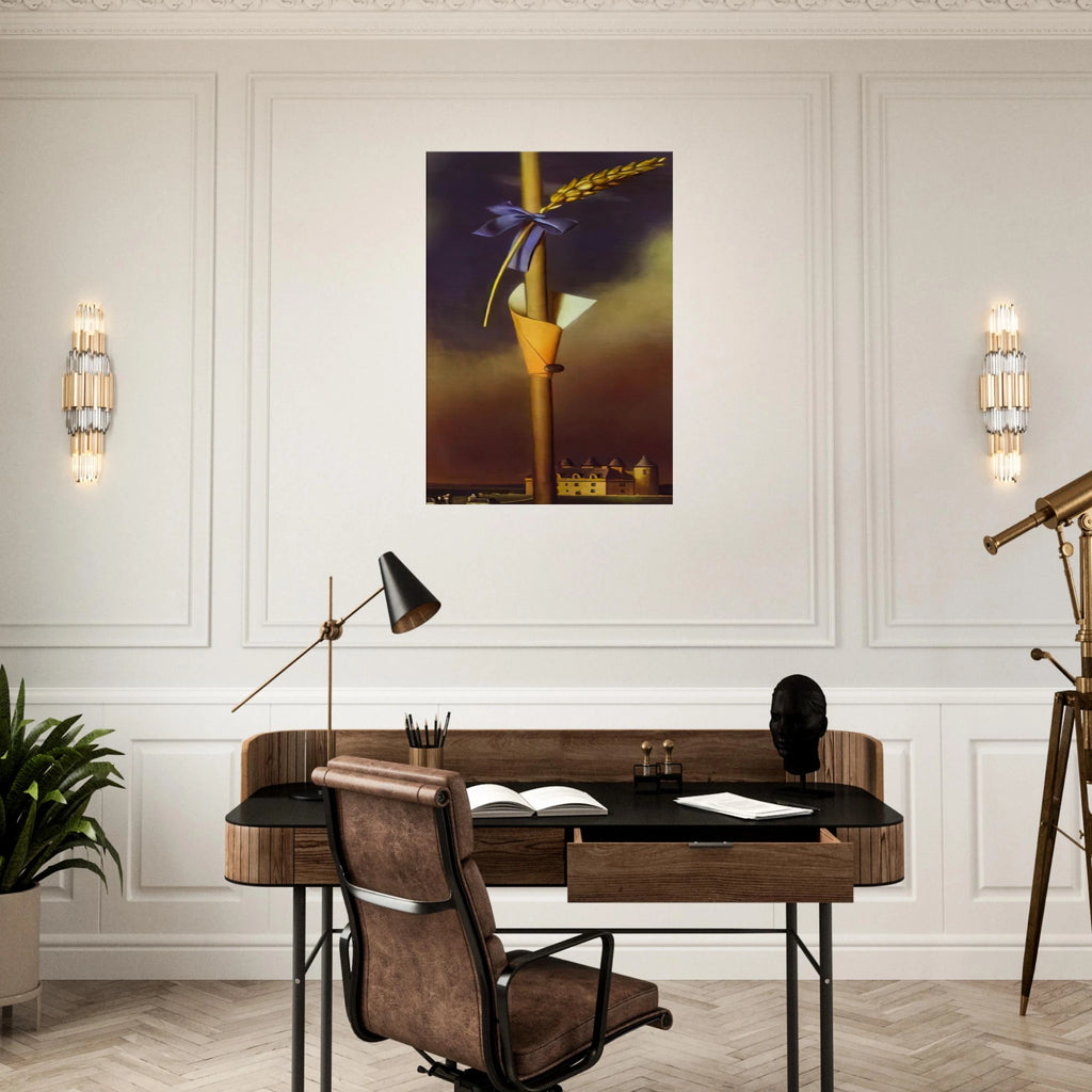 BLUE KNOT AND EAR OF WHEAT NEXT TO THE CASTLE Canvas | Salvador Dali Canvas | Salvador Dali Store