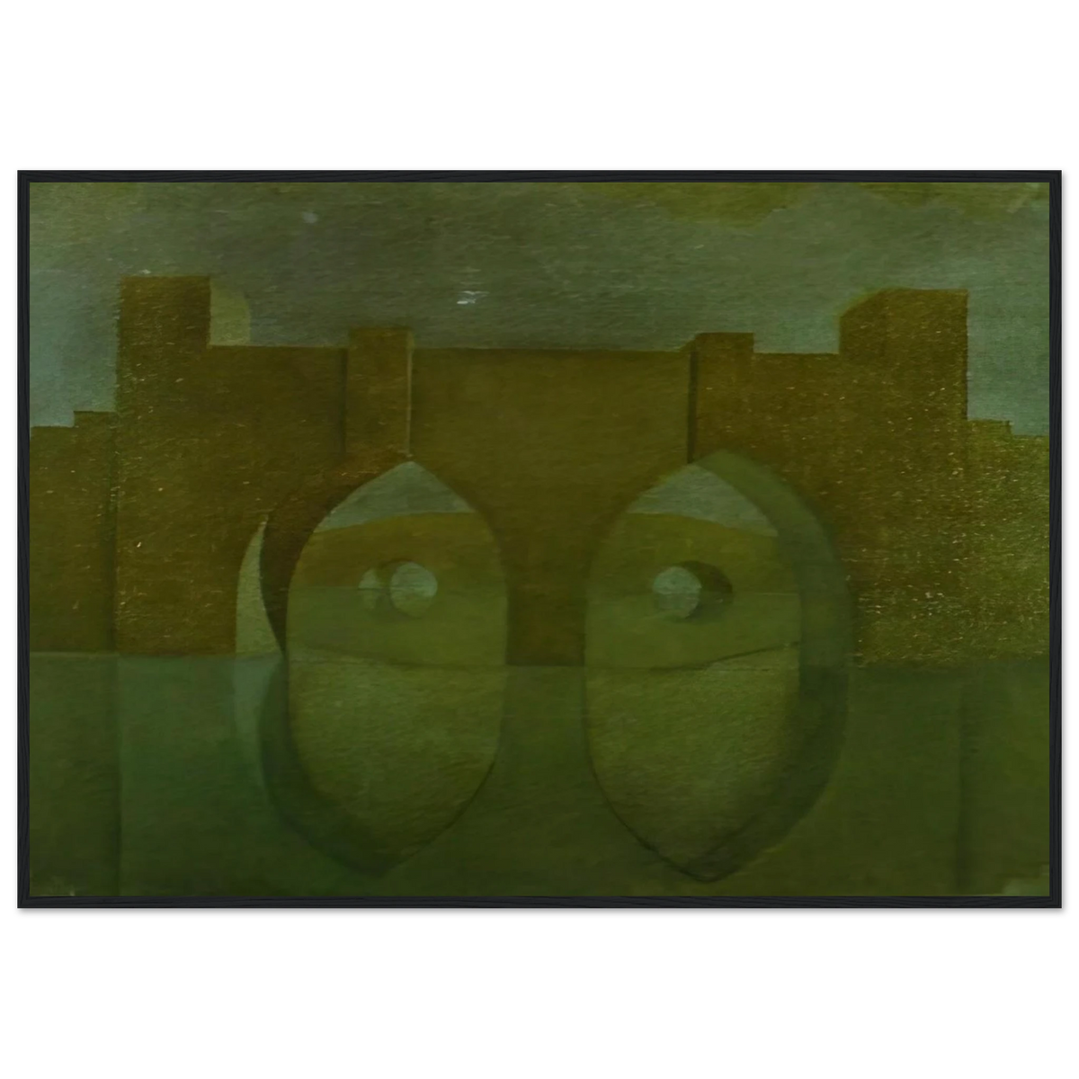 UNTITLED BRIDGE WITH REFLECTIONS SKETCH FOR A DUAL IMAGE PICTURE UNFINISHED Framed Poster | Salvador Dali Framed Prints Wall Art | Salvador Dali Store