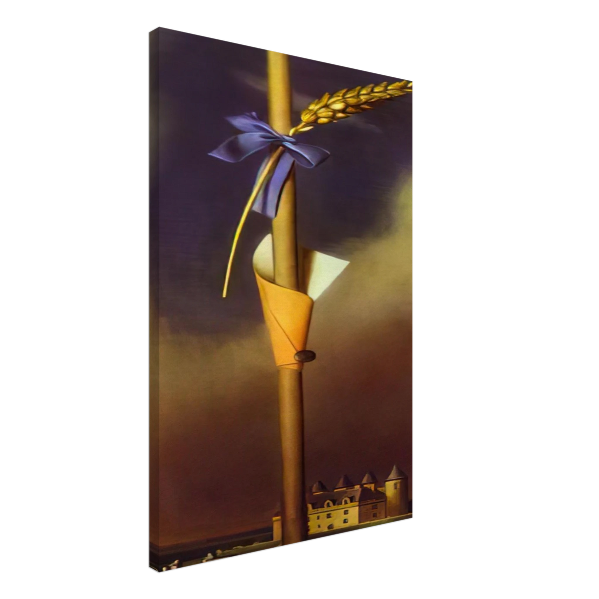 BLUE KNOT AND EAR OF WHEAT NEXT TO THE CASTLE Canvas | Salvador Dali Canvas | Salvador Dali Store