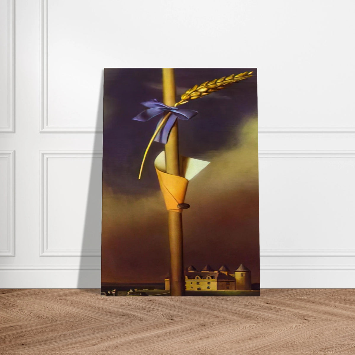 BLUE KNOT AND EAR OF WHEAT NEXT TO THE CASTLE Canvas | Salvador Dali Canvas | Salvador Dali Store
