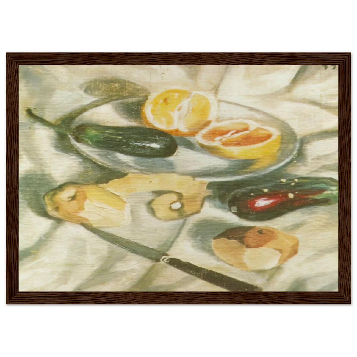 STILL LIFE WITH AUBERGINES Framed Poster | Salvador Dali Framed Prints Wall Art | Salvador Dali Store