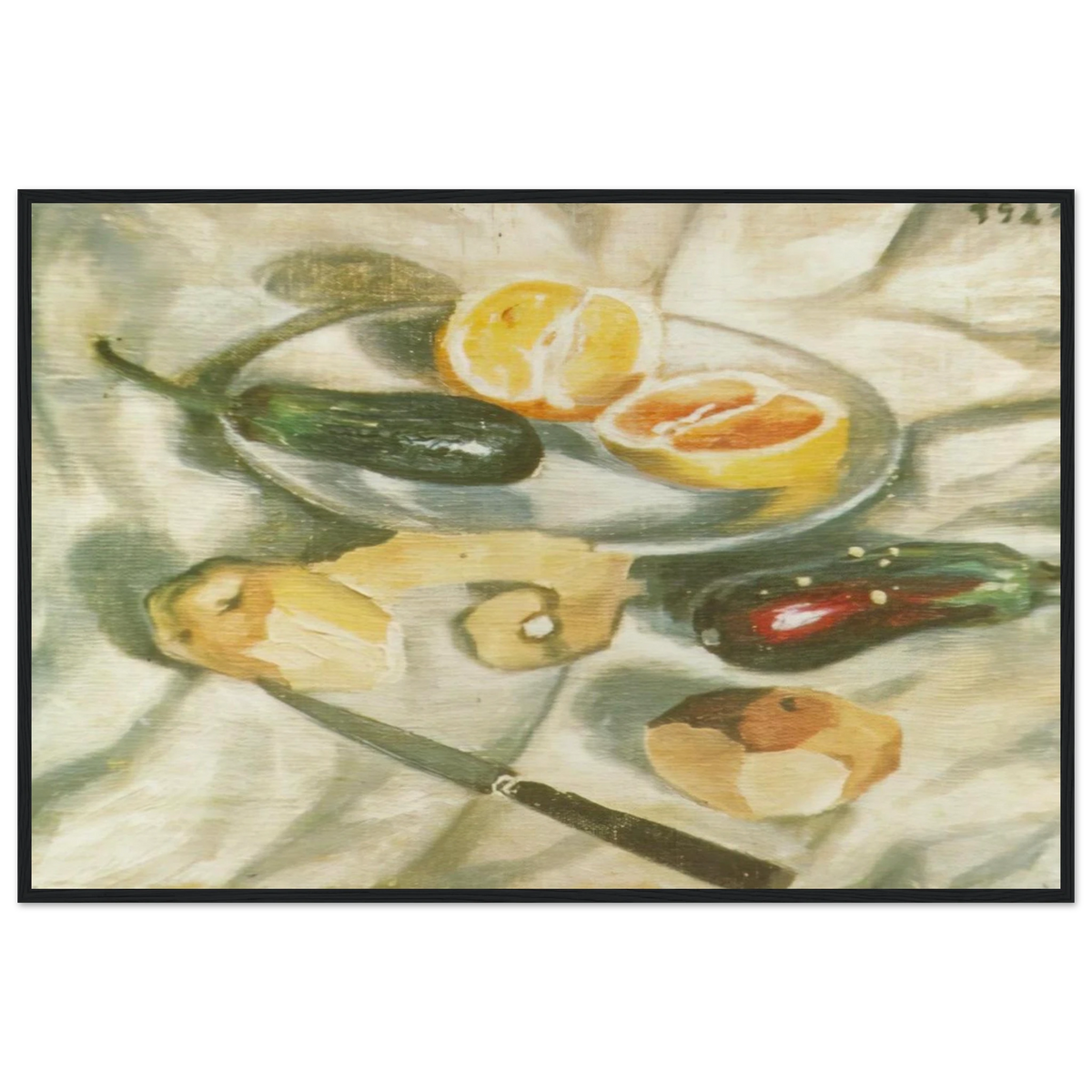 STILL LIFE WITH AUBERGINES Framed Poster | Salvador Dali Framed Prints Wall Art | Salvador Dali Store