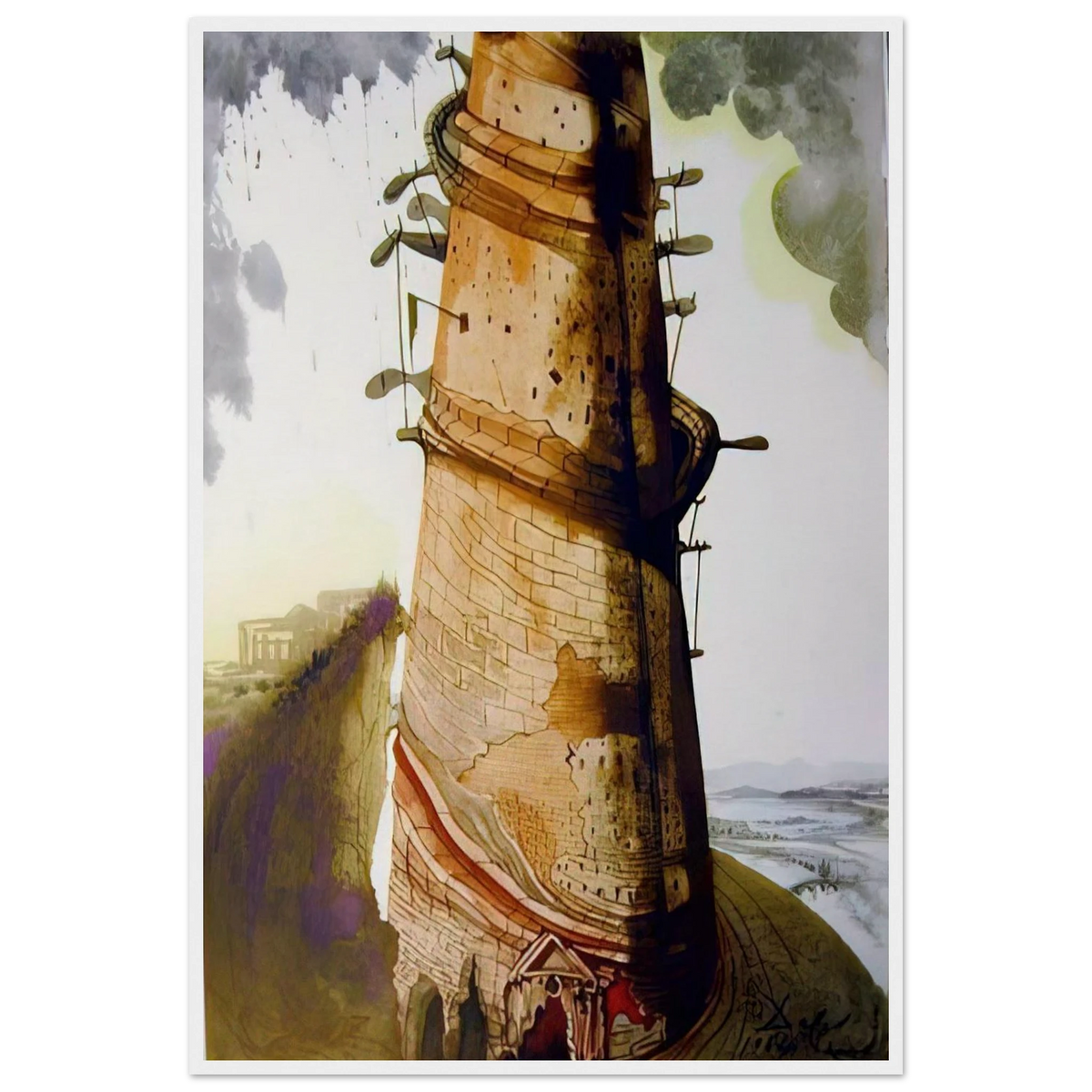 TURRIS BABEL 1967 Framed Poster | Salvador Dali Framed Prints Wall Art | Salvador Dali Store