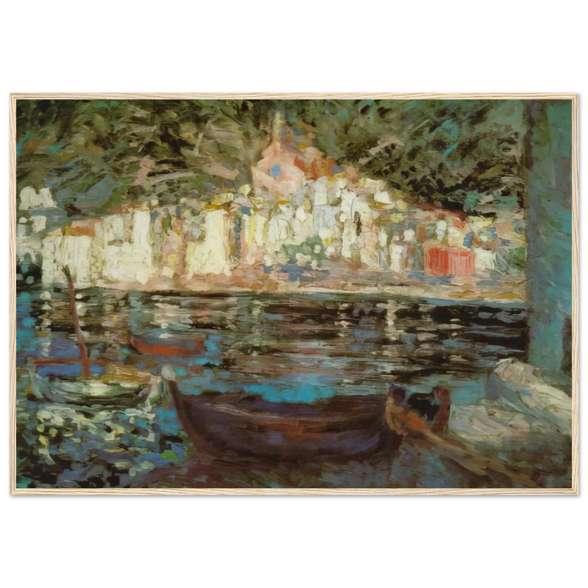 VIEW OF CADAQUES FROM PLAYA POAL Framed Poster | Salvador Dali Framed Prints Wall Art | Salvador Dali Store