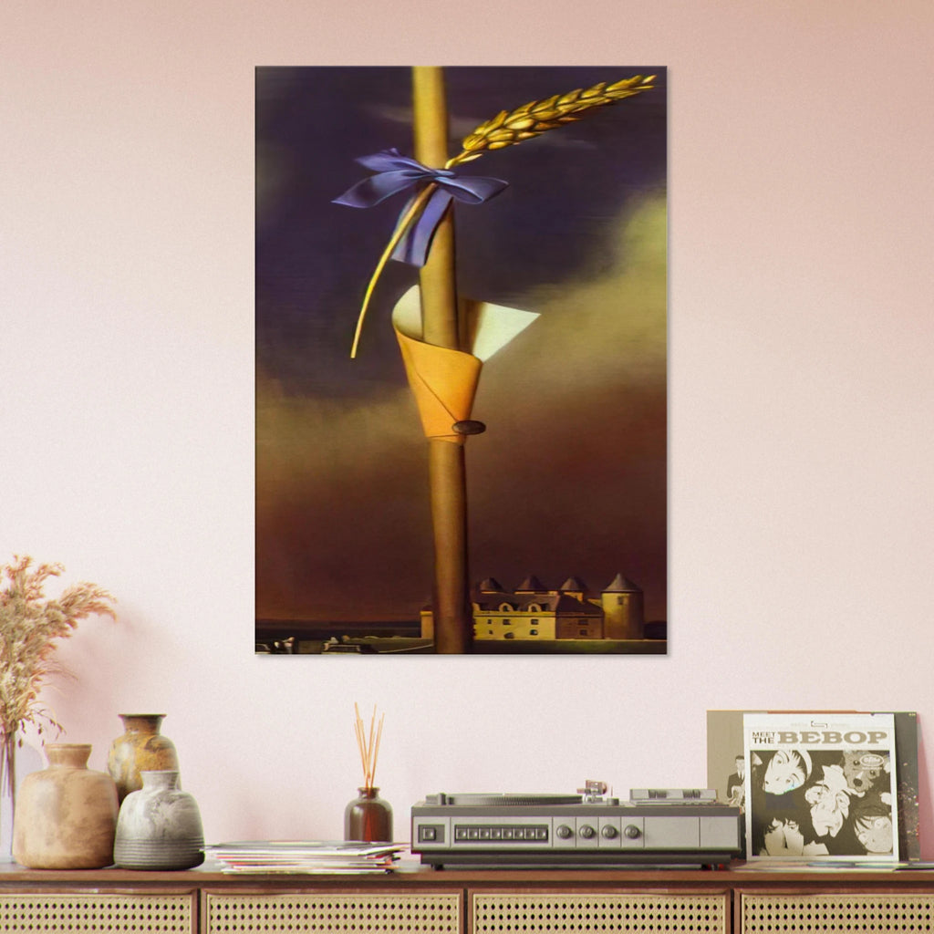 BLUE KNOT AND EAR OF WHEAT NEXT TO THE CASTLE Canvas | Salvador Dali Canvas | Salvador Dali Store
