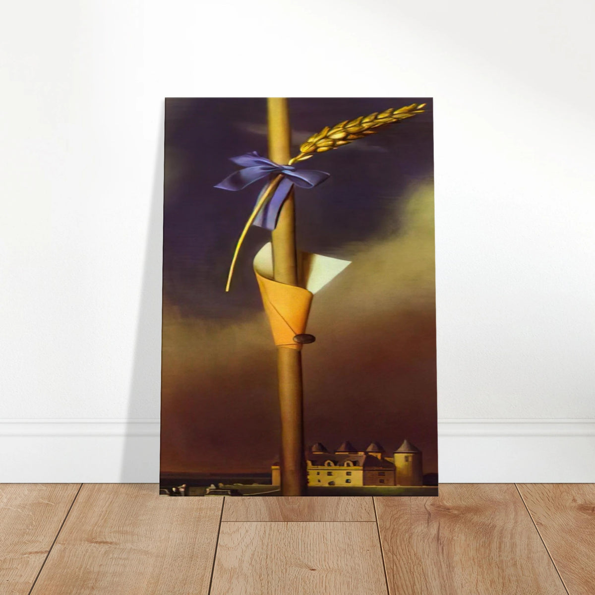 BLUE KNOT AND EAR OF WHEAT NEXT TO THE CASTLE Canvas | Salvador Dali Canvas | Salvador Dali Store
