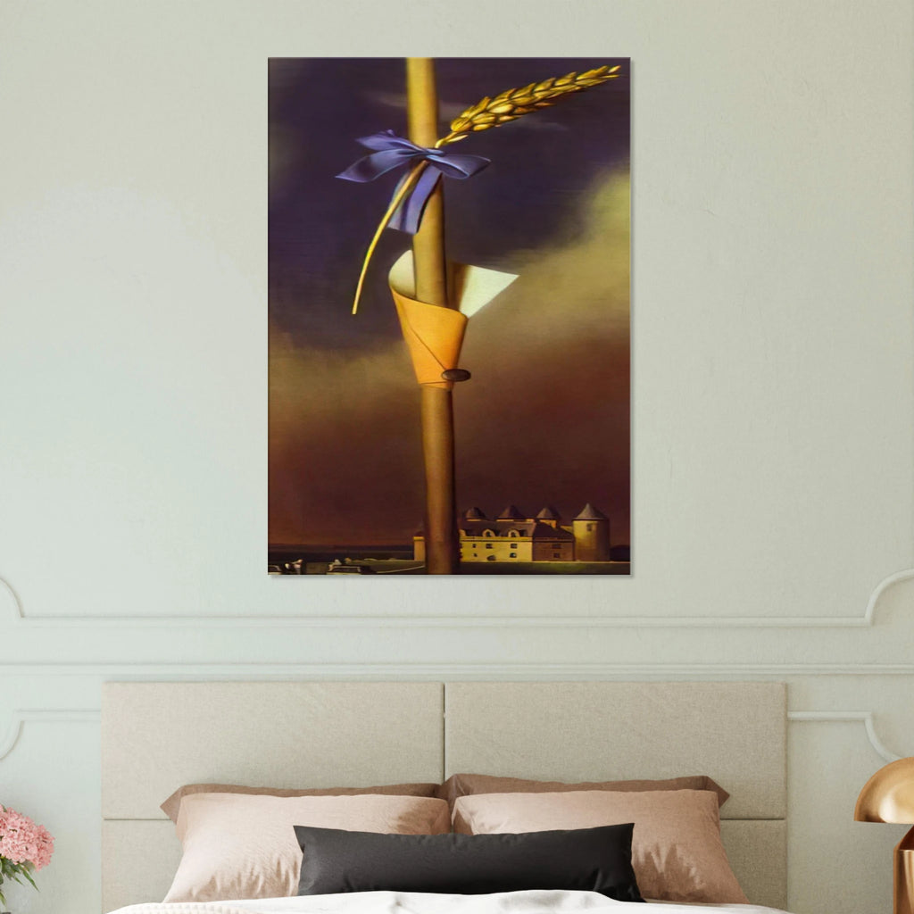 BLUE KNOT AND EAR OF WHEAT NEXT TO THE CASTLE Canvas | Salvador Dali Canvas | Salvador Dali Store