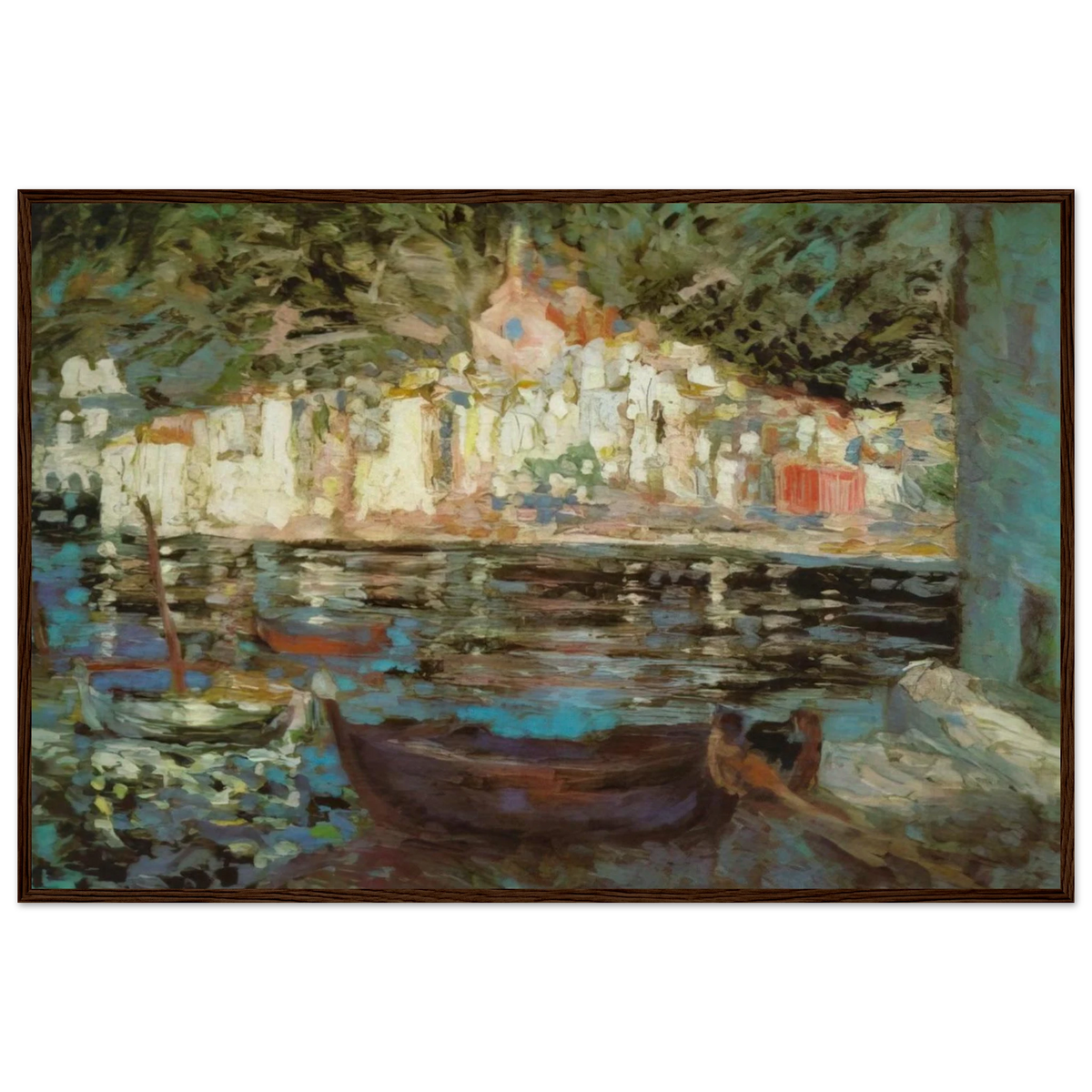 VIEW OF CADAQUES FROM PLAYA POAL Framed Poster | Salvador Dali Framed Prints Wall Art | Salvador Dali Store