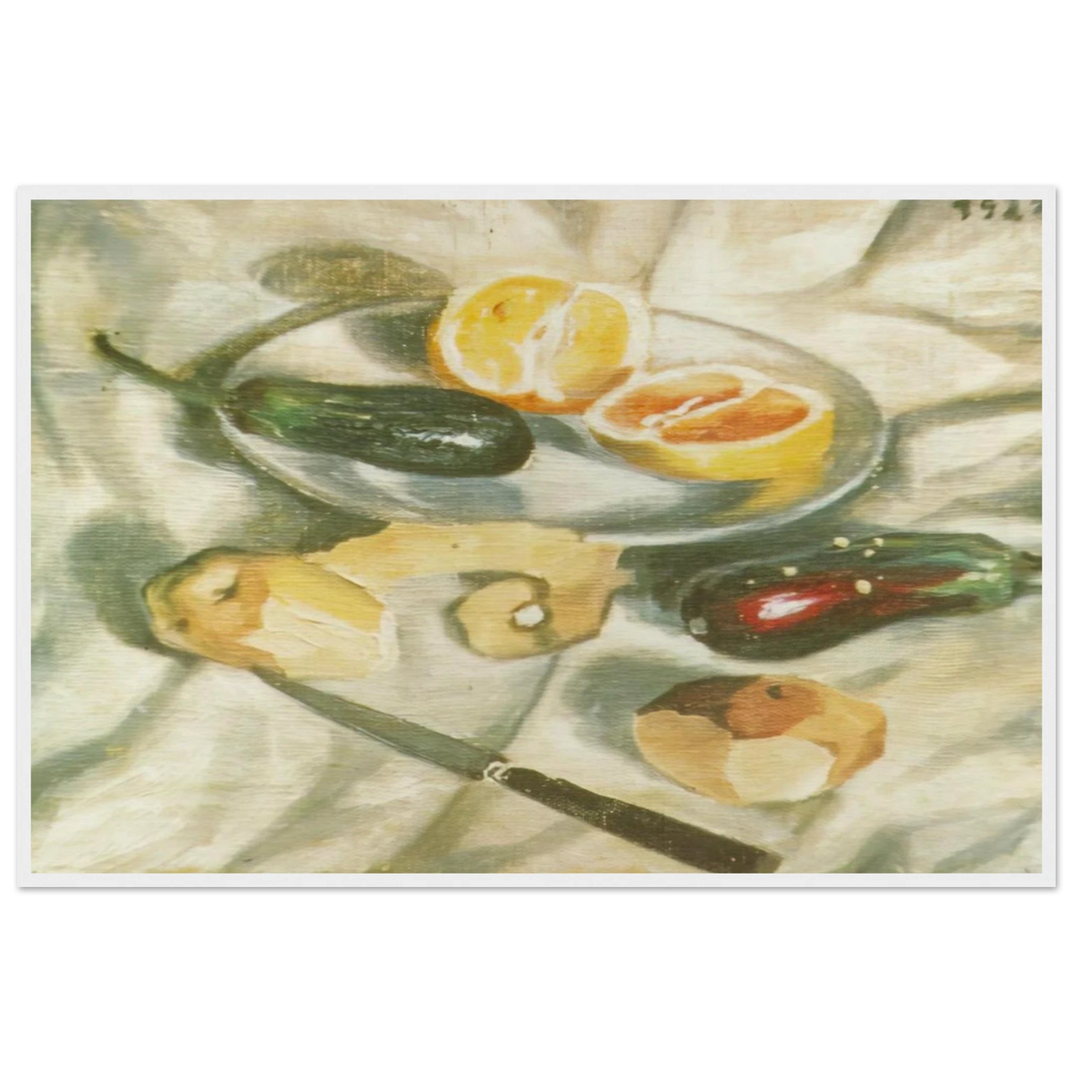 STILL LIFE WITH AUBERGINES Framed Poster | Salvador Dali Framed Prints Wall Art | Salvador Dali Store