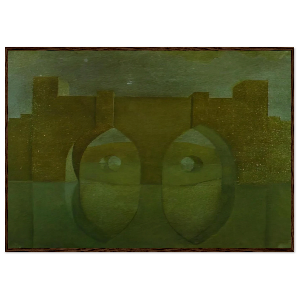 UNTITLED BRIDGE WITH REFLECTIONS SKETCH FOR A DUAL IMAGE PICTURE UNFINISHED Framed Poster | Salvador Dali Framed Prints Wall Art | Salvador Dali Store