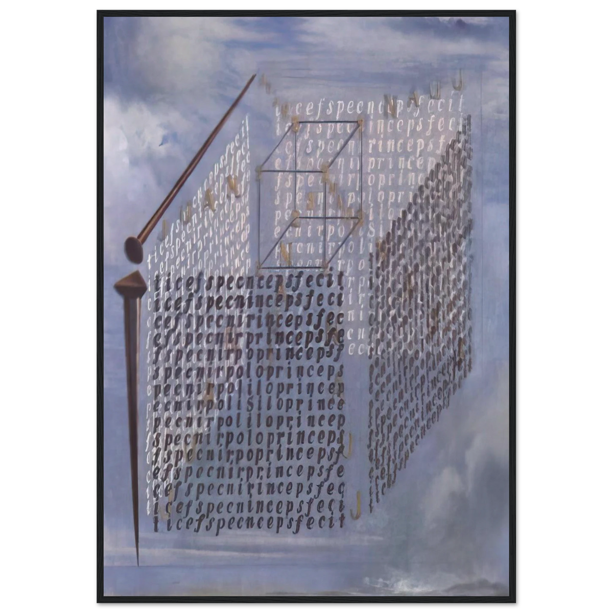A PROPOS OF THE TREATISE ON CUBIC FORM BY JUAN DE HERRERA Framed Poster | Salvador Dali Framed Prints Wall Art | Salvador Dali Store
