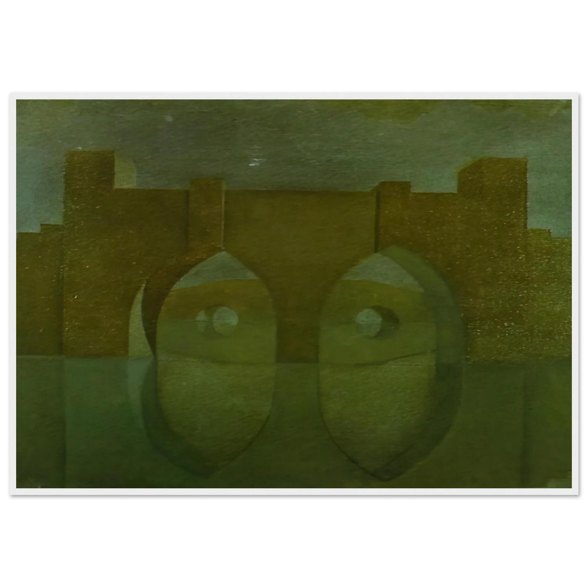 UNTITLED BRIDGE WITH REFLECTIONS SKETCH FOR A DUAL IMAGE PICTURE UNFINISHED Framed Poster | Salvador Dali Framed Prints Wall Art | Salvador Dali Store