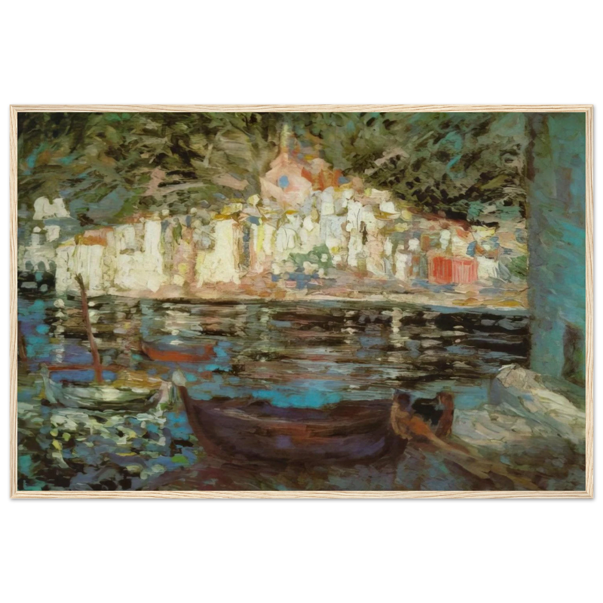 VIEW OF CADAQUES FROM PLAYA POAL Framed Poster | Salvador Dali Framed Prints Wall Art | Salvador Dali Store