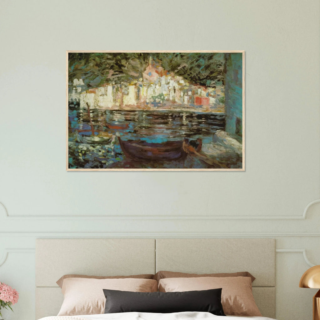 VIEW OF CADAQUES FROM PLAYA POAL Framed Poster | Salvador Dali Framed Prints Wall Art | Salvador Dali Store