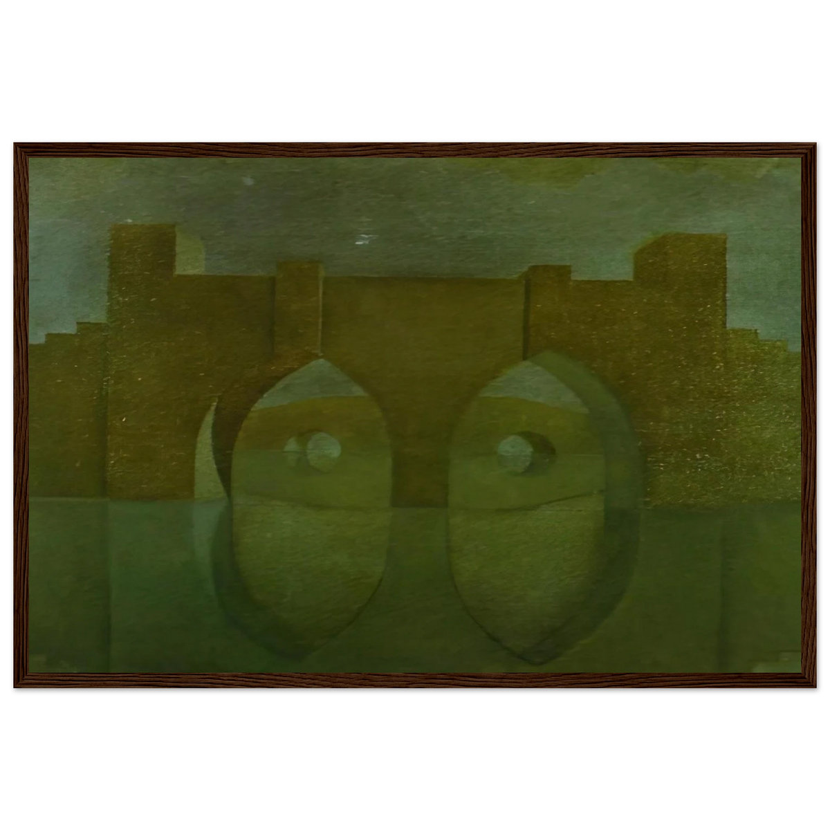 UNTITLED BRIDGE WITH REFLECTIONS SKETCH FOR A DUAL IMAGE PICTURE UNFINISHED Framed Poster | Salvador Dali Framed Prints Wall Art | Salvador Dali Store
