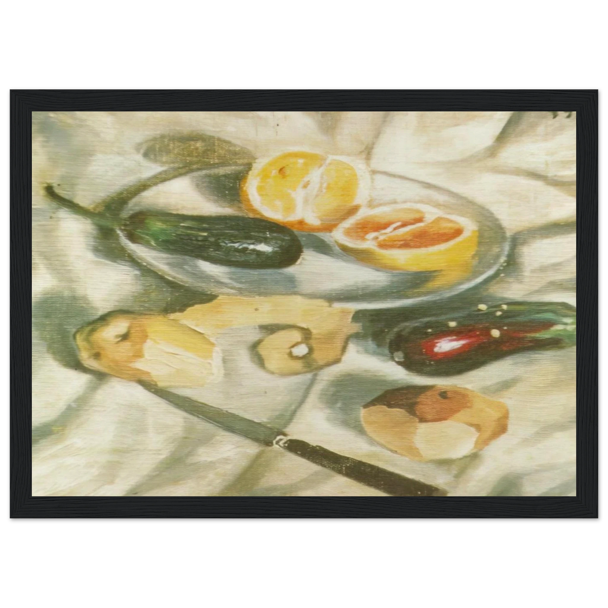 STILL LIFE WITH AUBERGINES Framed Poster | Salvador Dali Framed Prints Wall Art | Salvador Dali Store