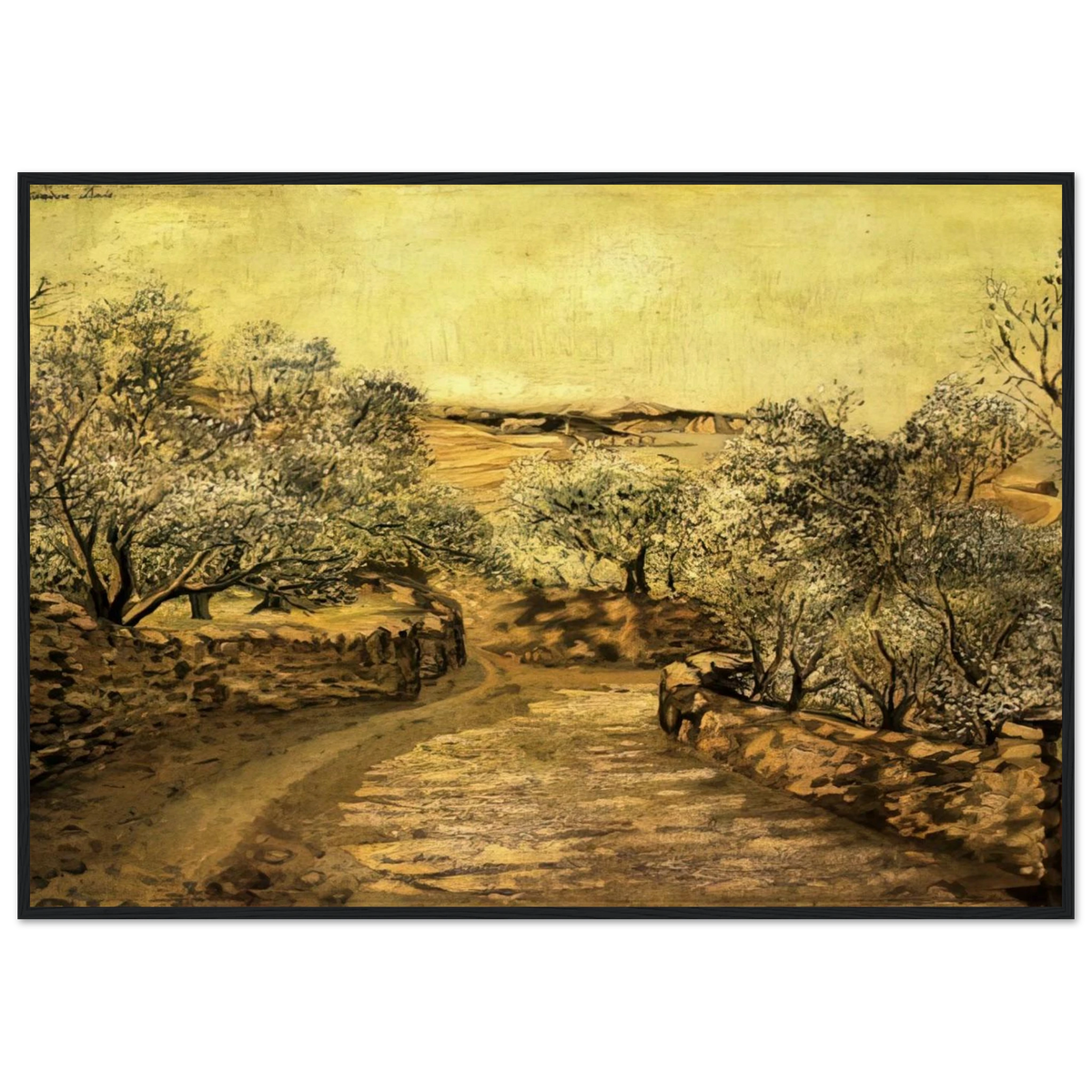 THE LANE TO PORT LLIGAT WITH VIEW OF CAP CREUS Framed Poster | Salvador Dali Framed Prints Wall Art | Salvador Dali Store