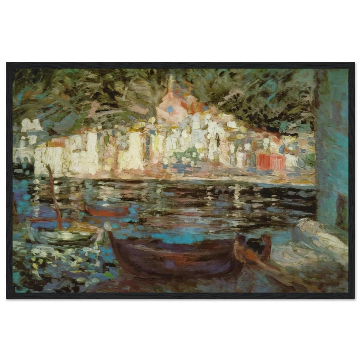VIEW OF CADAQUES FROM PLAYA POAL Framed Poster | Salvador Dali Framed Prints Wall Art | Salvador Dali Store