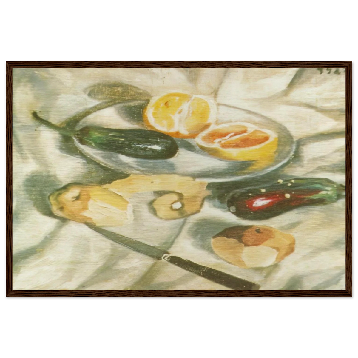 STILL LIFE WITH AUBERGINES Framed Poster | Salvador Dali Framed Prints Wall Art | Salvador Dali Store