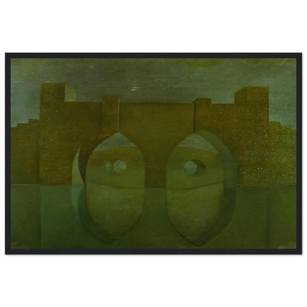 UNTITLED BRIDGE WITH REFLECTIONS SKETCH FOR A DUAL IMAGE PICTURE UNFINISHED Framed Poster | Salvador Dali Framed Prints Wall Art | Salvador Dali Store