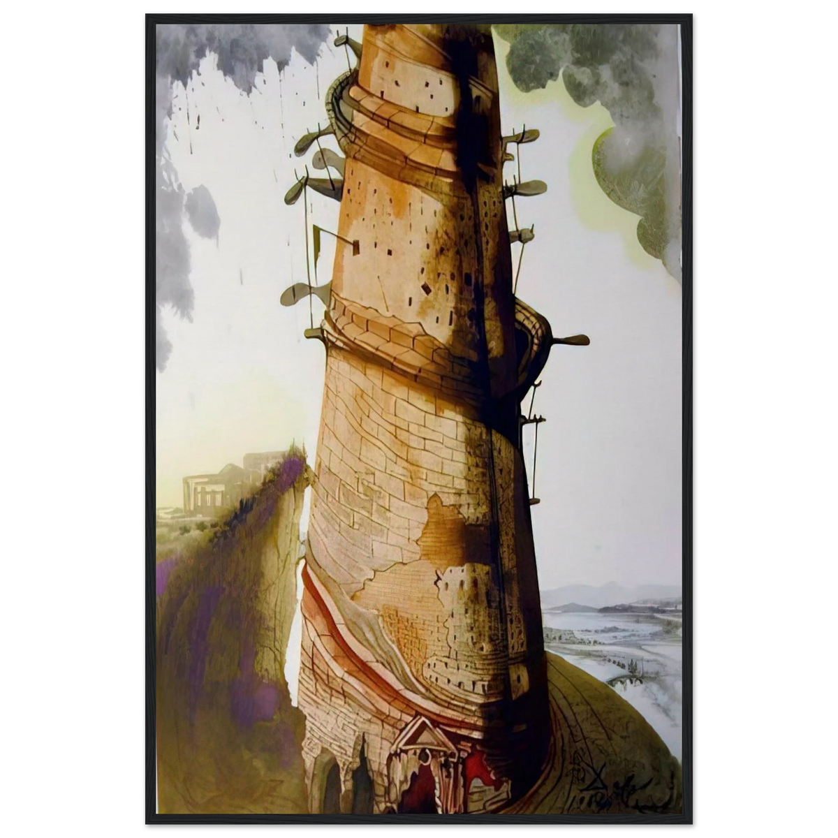 TURRIS BABEL 1967 Framed Poster | Salvador Dali Framed Prints Wall Art | Salvador Dali Store