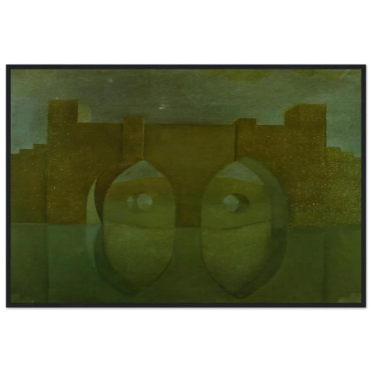 UNTITLED BRIDGE WITH REFLECTIONS SKETCH FOR A DUAL IMAGE PICTURE UNFINISHED Framed Poster | Salvador Dali Framed Prints Wall Art | Salvador Dali Store