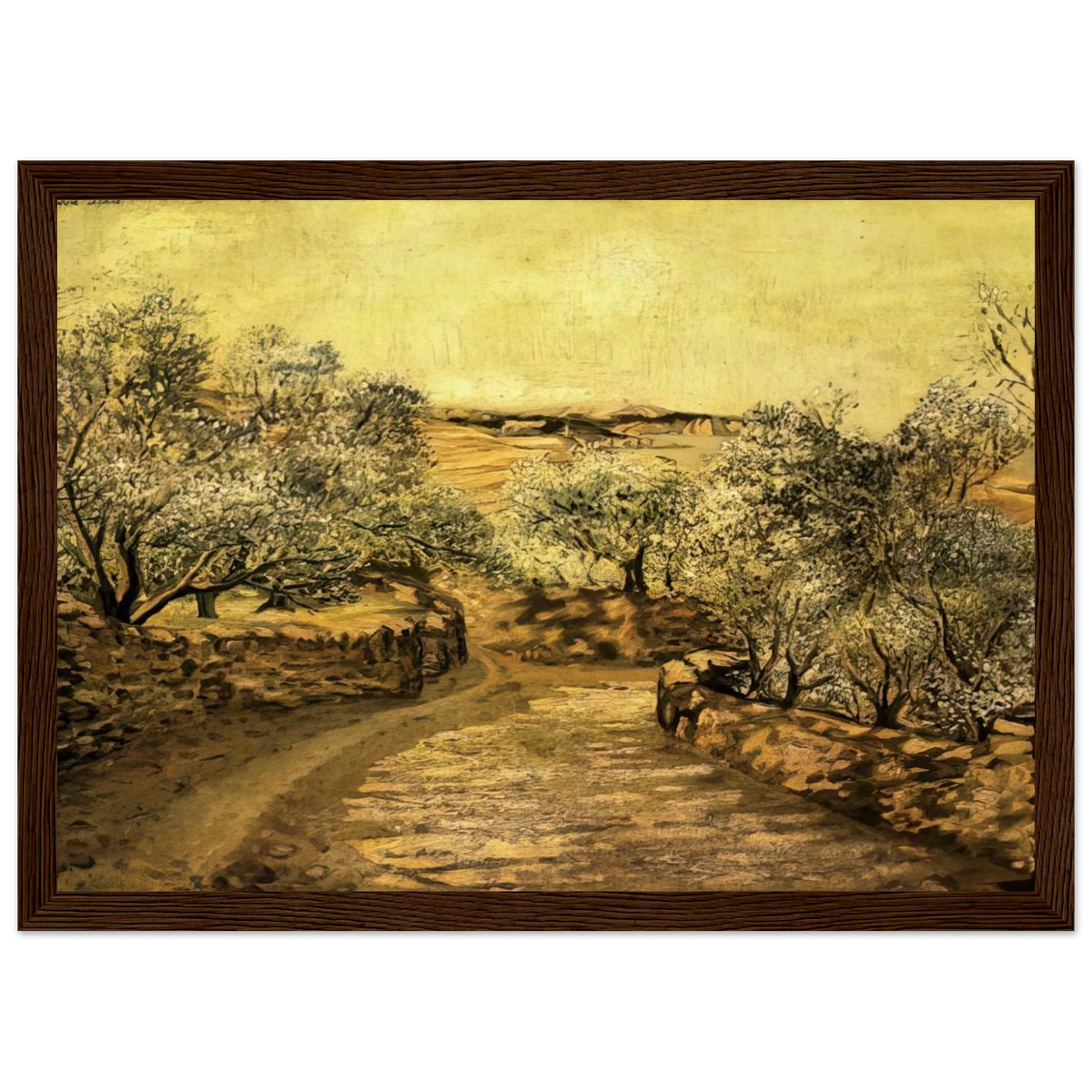 THE LANE TO PORT LLIGAT WITH VIEW OF CAP CREUS Framed Poster | Salvador Dali Framed Prints Wall Art | Salvador Dali Store