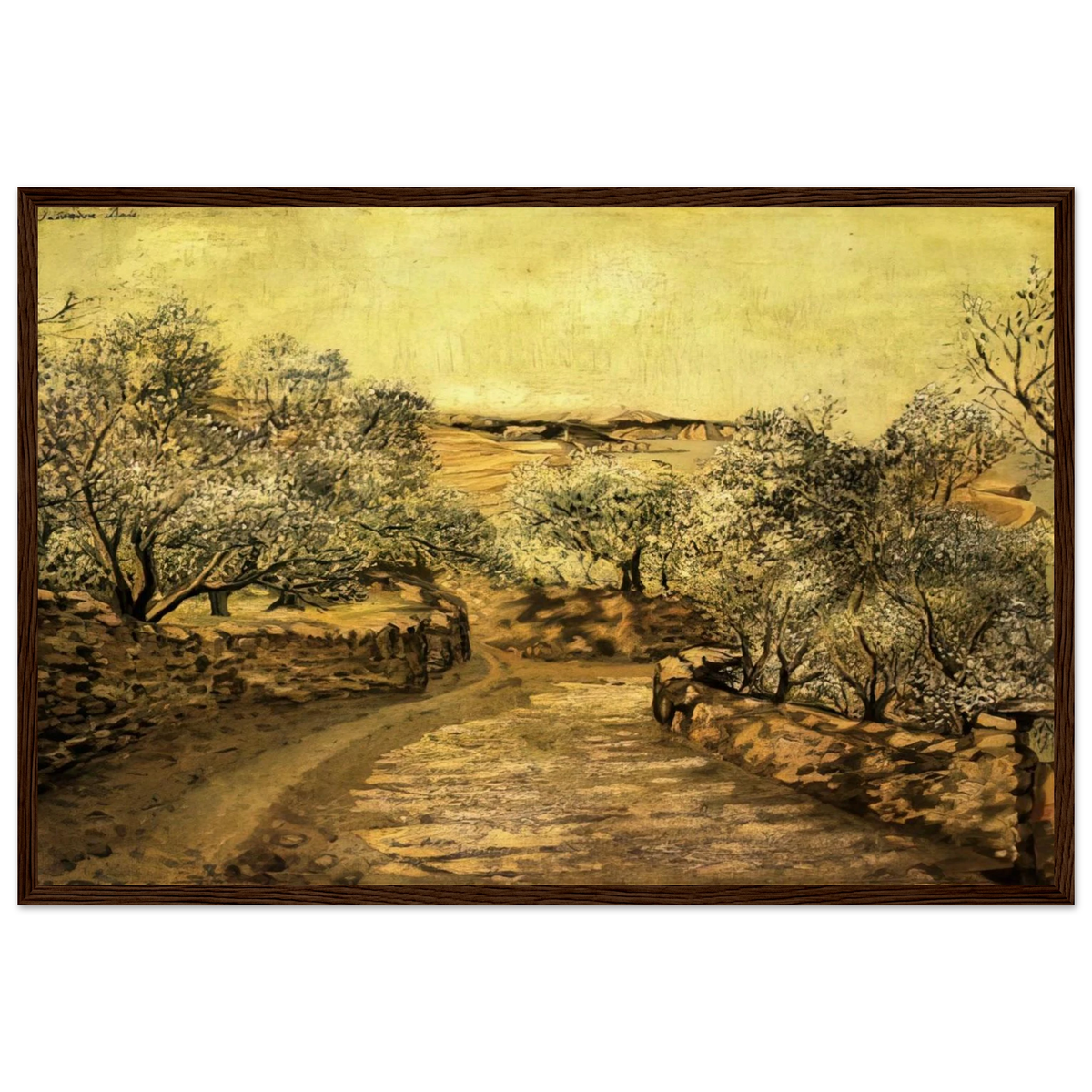 THE LANE TO PORT LLIGAT WITH VIEW OF CAP CREUS Framed Poster | Salvador Dali Framed Prints Wall Art | Salvador Dali Store