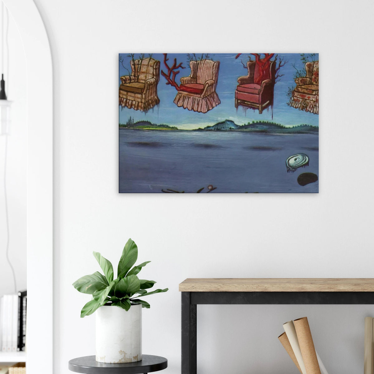 FOUR ARMCHAIRS IN THE SKY Canvas | Salvador Dali Canvas | Salvador Dali Store