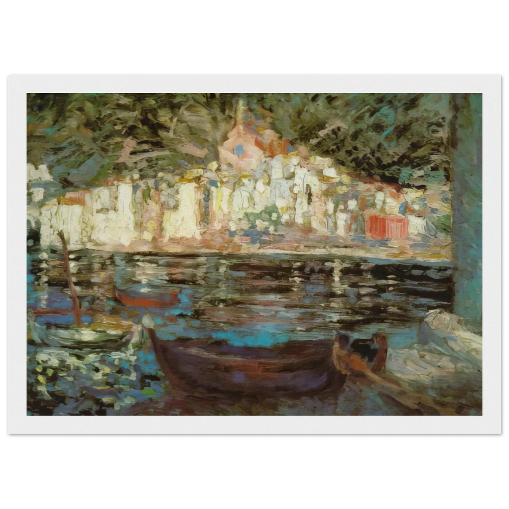 VIEW OF CADAQUES FROM PLAYA POAL Framed Poster | Salvador Dali Framed Prints Wall Art | Salvador Dali Store