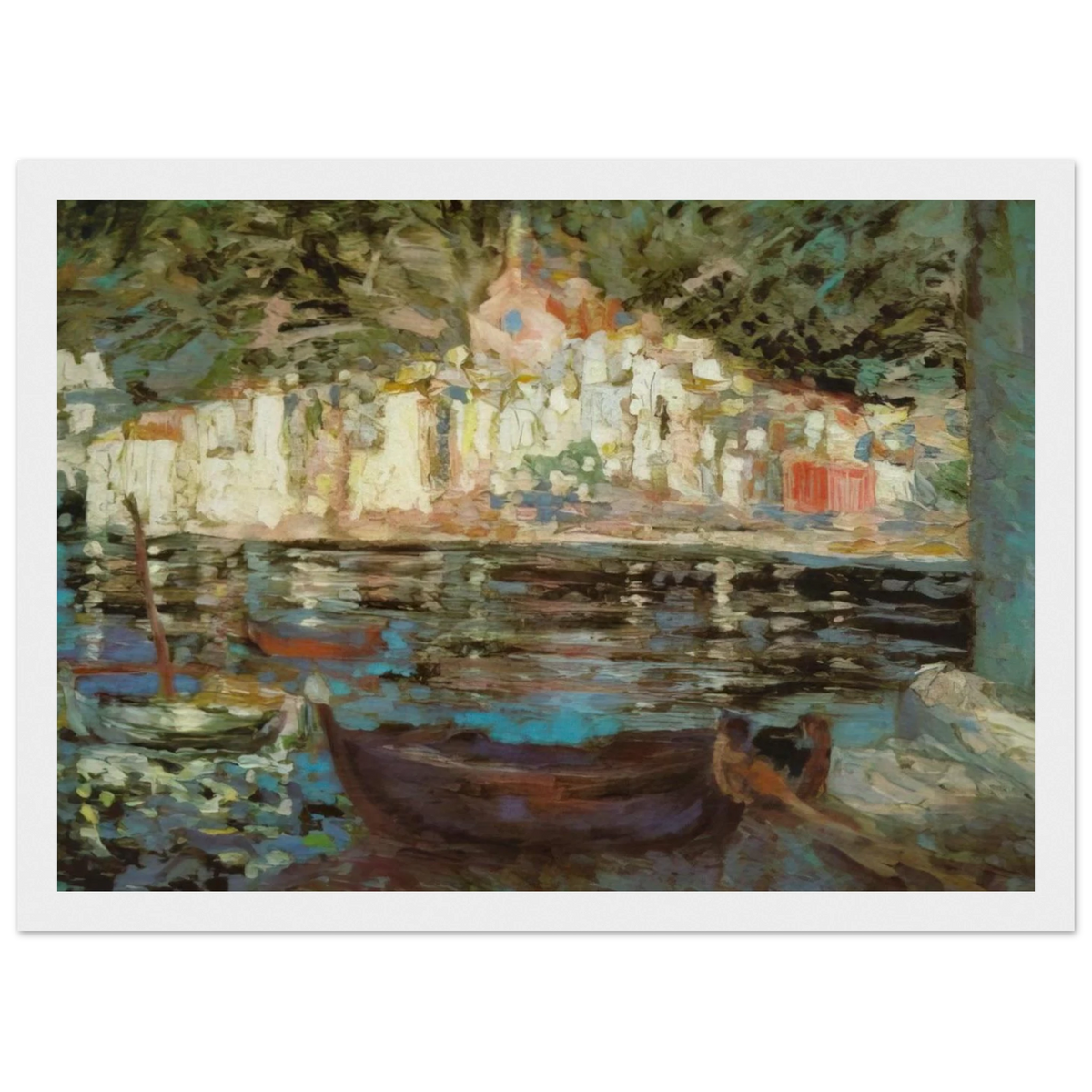 VIEW OF CADAQUES FROM PLAYA POAL Framed Poster | Salvador Dali Framed Prints Wall Art | Salvador Dali Store