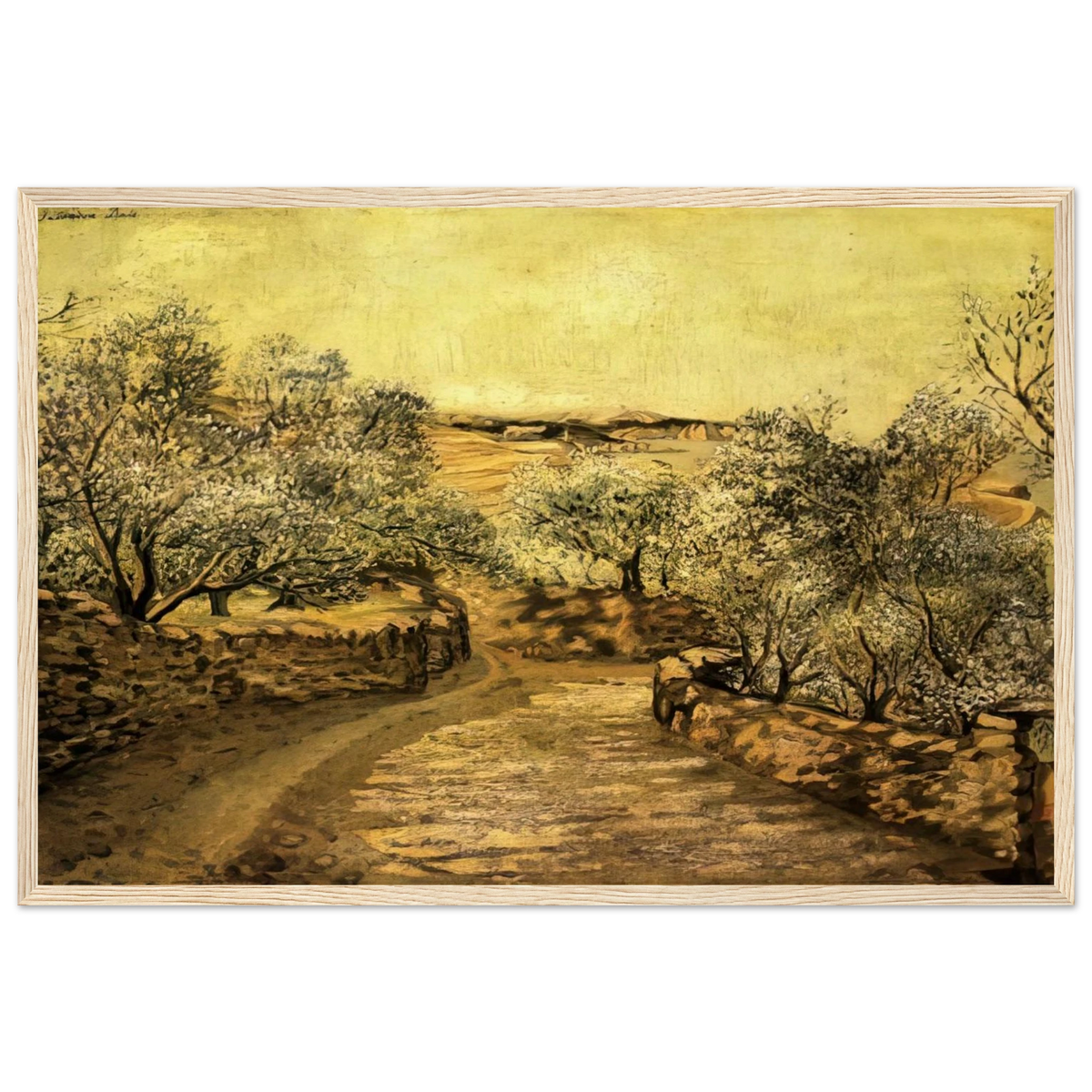 THE LANE TO PORT LLIGAT WITH VIEW OF CAP CREUS Framed Poster | Salvador Dali Framed Prints Wall Art | Salvador Dali Store