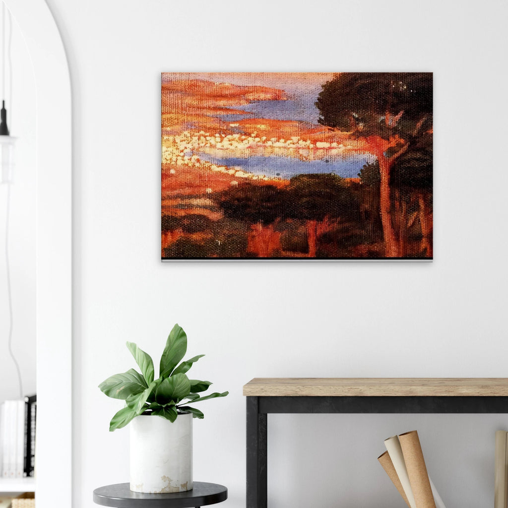 VIEW OF CADAQU%C3%A9S FROM MOUNT PANI Canvas | Salvador Dali Canvas | Salvador Dali Store