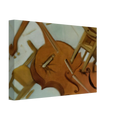 BED CHAIR AND BEDSIDE TABLE FEROCIOUSLY ATTACKING A CELLO Canvas | Salvador Dali Canvas | Salvador Dali Store