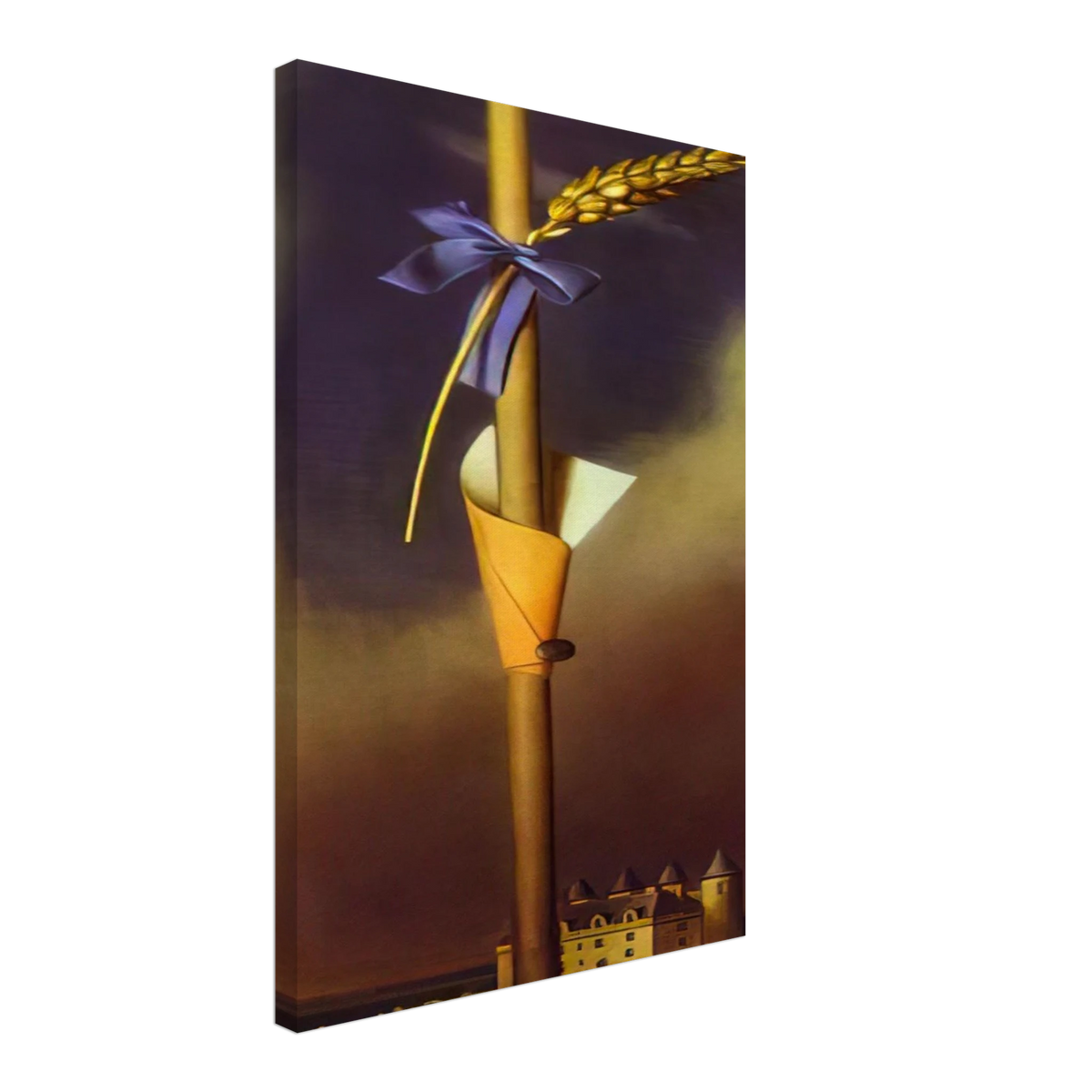BLUE KNOT AND EAR OF WHEAT NEXT TO THE CASTLE Canvas | Salvador Dali Canvas | Salvador Dali Store