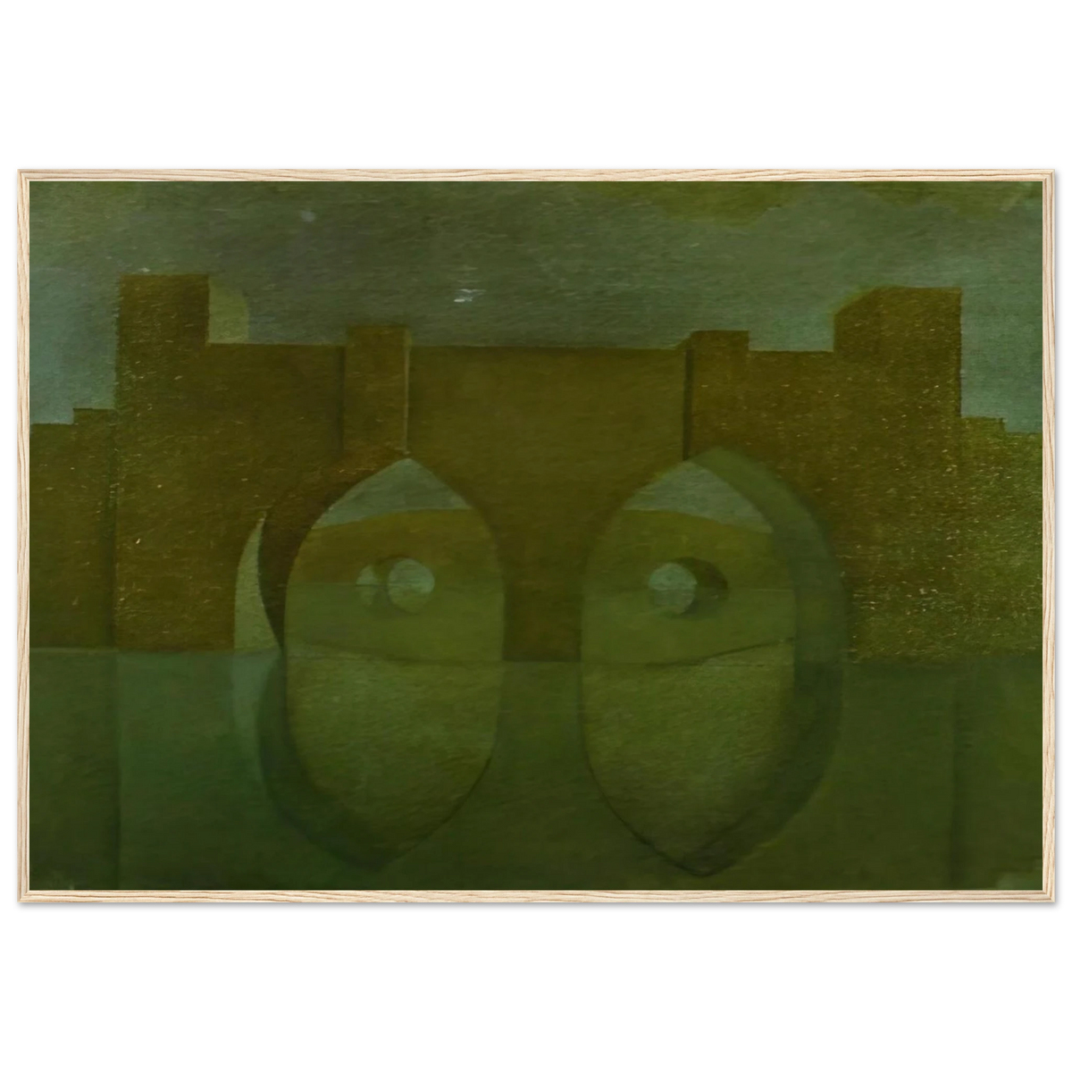UNTITLED BRIDGE WITH REFLECTIONS SKETCH FOR A DUAL IMAGE PICTURE UNFINISHED Framed Poster | Salvador Dali Framed Prints Wall Art | Salvador Dali Store